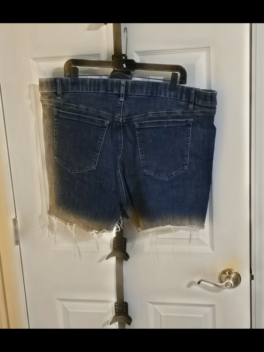 For Luv Of Denim Distressed Dark Wash Denim Cut Off Shorts - Picture 3 of 6